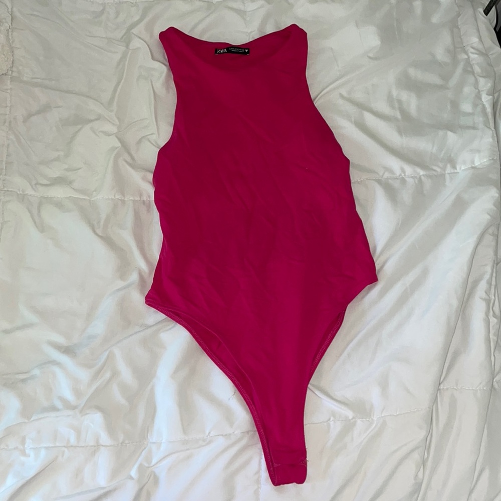 Hot pink zara bodysuit